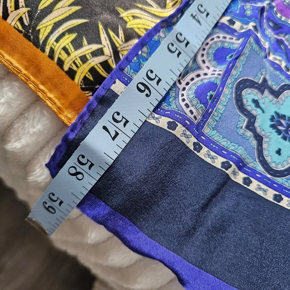 4pc Scarf Lot Silky Travel Print Planes Trains Tropical Paisley Floral Y2K Retro